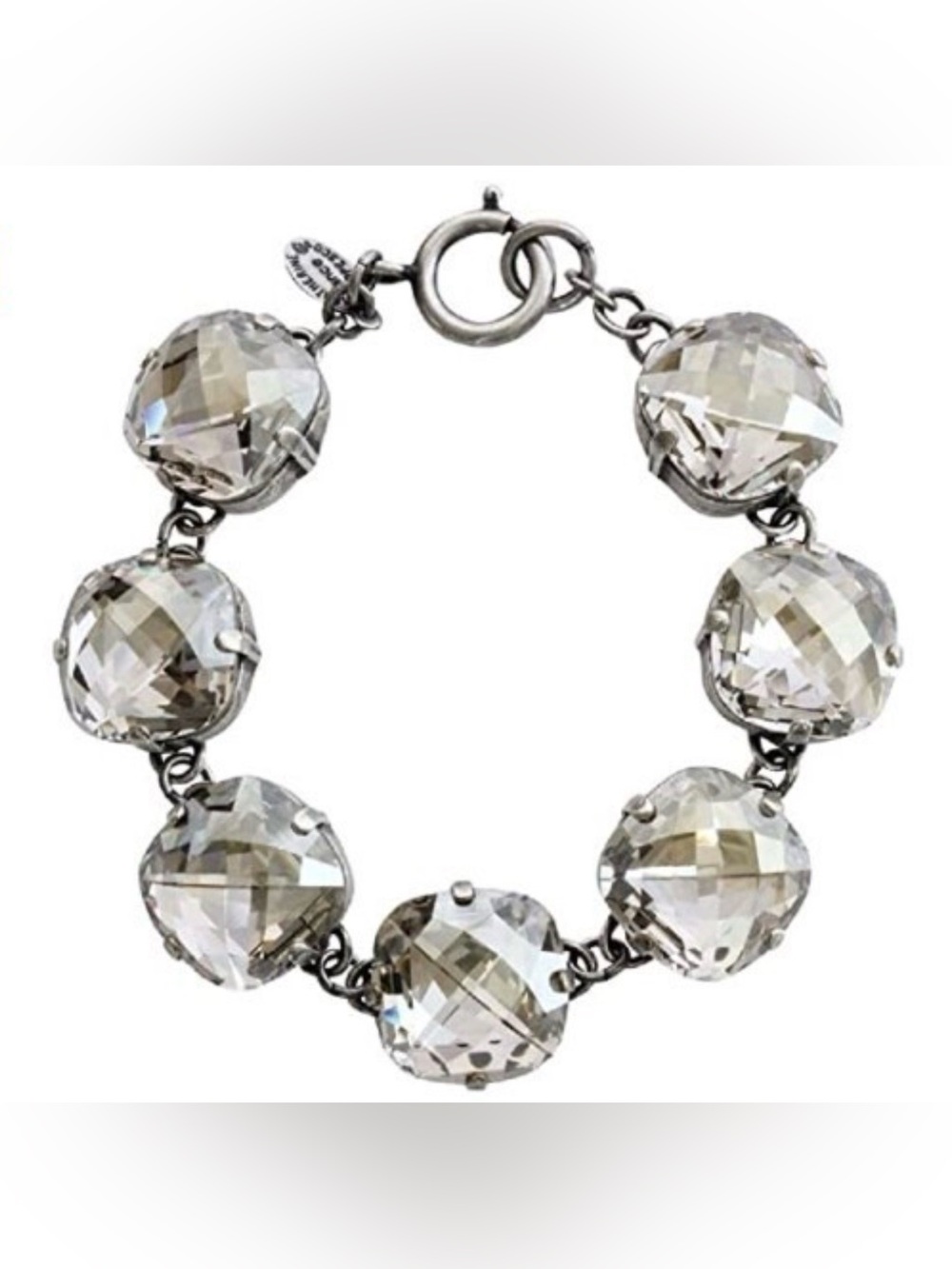 Catherine Popesco Silvertone Crystal Round Bracelet, Crystal CLEAR